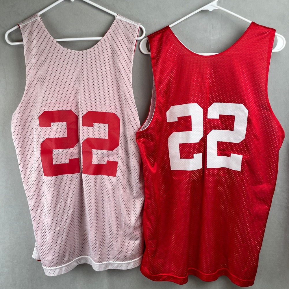 A4 Lot of 2 Reversible Mesh Basketball Jerseys Red White Number 22 Athletic Tank